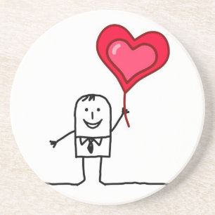 Dessous De Verre En Grès Homme et coeur