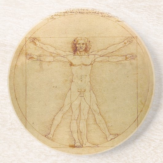 Dessous De Verre En Grès Homme vitruvien par Leonardo da Vinci (Devant)