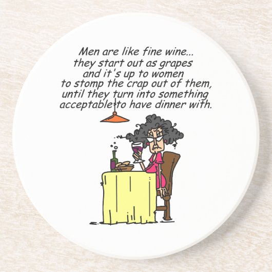 Dessous De Verre En Grès Hommes et FIne Humour de vin (Devant)