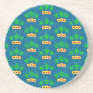 Dessous De Verre En Grès Honu Hawaiian Tribal Green Sea Turtles