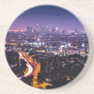 Dessous De Verre En Grès Horizon de Los Angeles, la Californie la nuit
