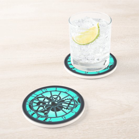 Dessous De Verre En Grès Horloge Gothique Steampunk Avec Engrenages Visible (Côté)