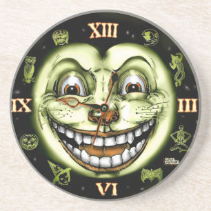 Dessous De Verre En Grès Horloge noire 13 Halloween