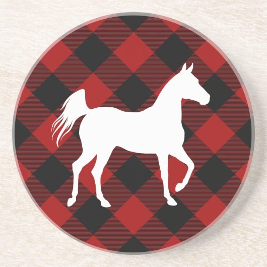 Dessous De Verre En Grès Horse Lover Buffalo Plaid Farmhouse (Devant)