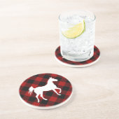 Dessous De Verre En Grès Horse Lover Buffalo Plaid Farmhouse (Côté)