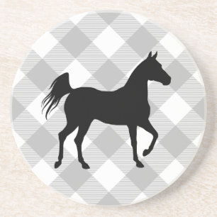 Dessous De Verre En Grès Horse Lover Buffalo Plaid Farmhouse