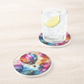 Dessous De Verre En Grès Hot Air Balloon Alcohol Ink (Côté)