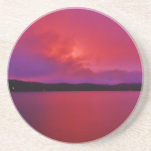 Dessous De Verre En Grès Hot Pink Purple sunset on Lake Arrowhead