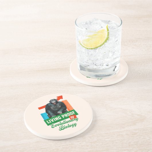 Dessous De Verre En Grès Humour Évolutionnaire Biologie Chimpanzé Drôle (Côté)