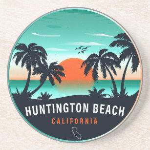 Dessous De Verre En Grès Huntington Beach California Retro Sunset Souvenirs