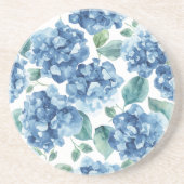 Dessous De Verre En Grès Hydrangea Blues | Fleurs à motif de fleurs aquarel (Devant)