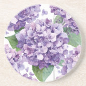 Dessous De Verre En Grès Hydrangea Violette Fleur Lavande Aquarelle (Devant)