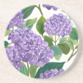 Dessous De Verre En Grès Hydrangea Violette Fleurale Côtière Aquarelle (Devant)