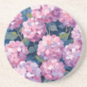Dessous De Verre En Grès Hydrangeas Florales Rose Tendre (Devant)