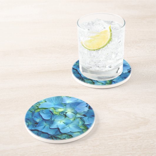 Dessous De Verre En Grès Hydrangée bleue (Côté)