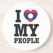 Dessous De Verre En Grès I Heart (Love) My Lao People (Devant)