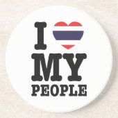 Dessous De Verre En Grès I Heart (Love) My Thai People (Devant)