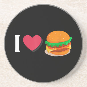 Dessous De Verre En Grès I Love Burger Cheeseburger Manger malsain