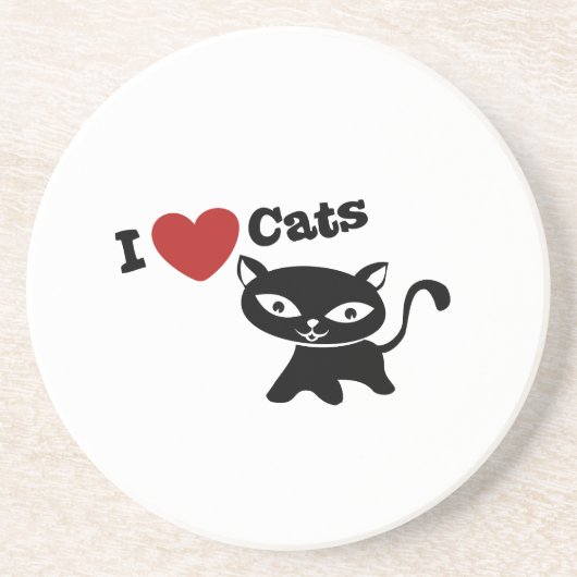Dessous De Verre En Grès I love cats (Devant)