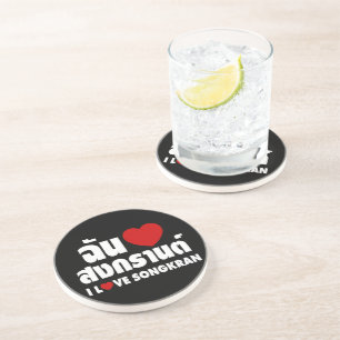 Dessous De Verre En Grès I Love (Coeur) Songkran