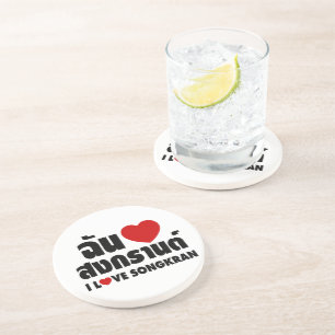 Dessous De Verre En Grès I Love (Coeur) Songkran