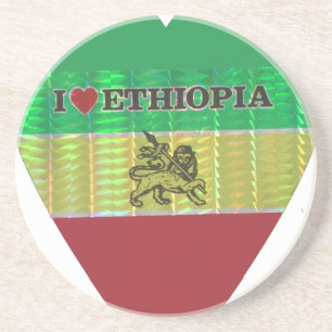 Dessous De Verre En Grès I Love Heart Ethiopie : Drapeau Art Motif