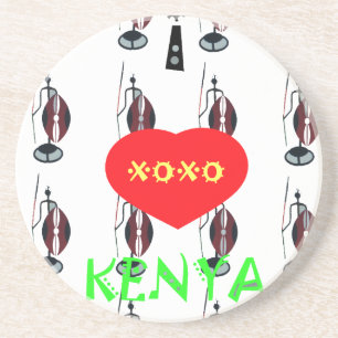 Dessous De Verre En Grès I Love Kenya Massai Art Print