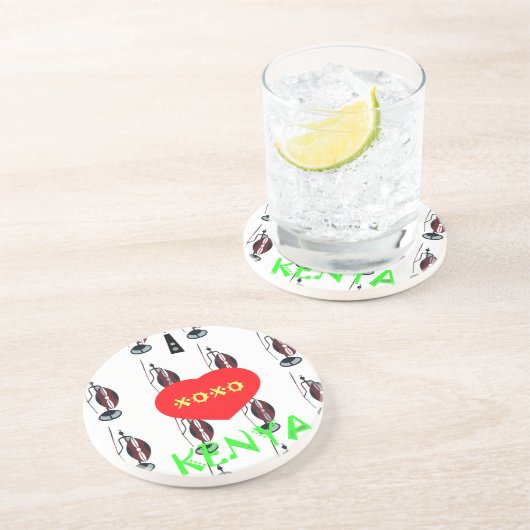 Dessous De Verre En Grès I Love Kenya Massai Art Print (Côté)