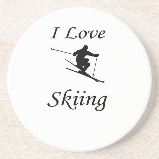 Dessous De Verre En Grès I Love Skiing (Devant)