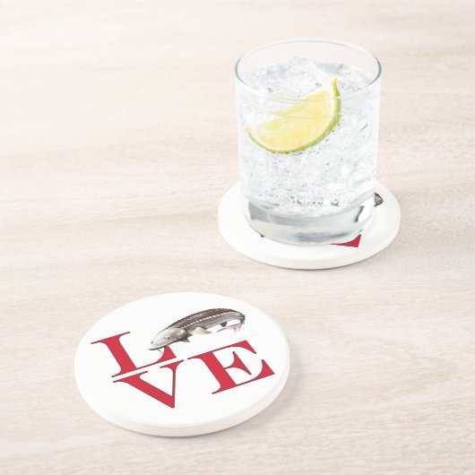 Dessous De Verre En Grès I Love Sturgeon (Côté)