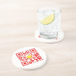 Dessous De Verre En Grès I Love Vietnam (Tôi Yêu Viêt Nam) Drapeau QR Code