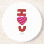 Dessous De Verre En Grès I Love You Sandstone Coaster<br><div class="desc">You can admire my Valentine's Day drawing and romantic drawing that I call,  "I Love You, " of a red and pink striped heart,  added onto this sandstone coaster.</div>