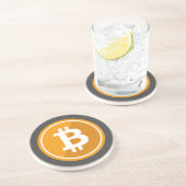 Dessous De Verre En Grès Icône Bitcoin en orange et gris - crypto-monnaie (Côté)