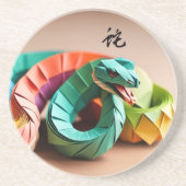Dessous De Verre En Grès Idéogramme de serpent chinois Zodiac Anniversaire (Devant)