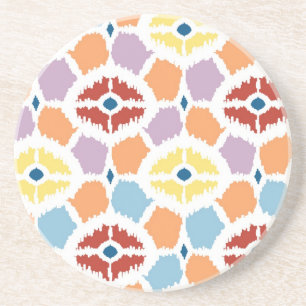 Dessous De Verre En Grès Ikat coloré de diamants géométrique