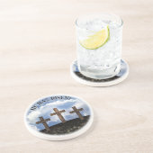 Dessous De Verre En Grès Il A Risqué 3 Croix Robustes (Côté)