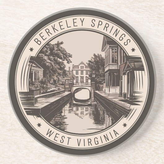 Dessous De Verre En Grès Illustration Badge de Berkeley Springs Virginie Oc (Devant)