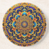 Dessous De Verre En Grès Illustration couleur bleu Mandala (Devant)