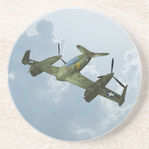 Dessous De Verre En Grès Illustration d'aviation militaire de vol de warbir