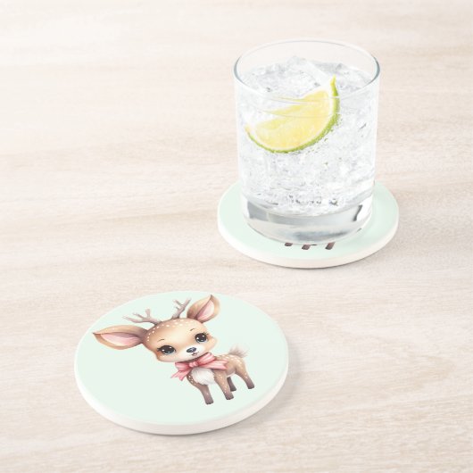 Dessous De Verre En Grès Illustration de cartoon de bébé cerf mignon (Côté)