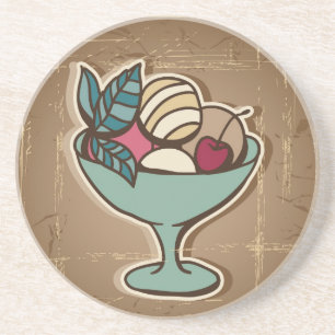Dessous De Verre En Grès Illustration de crème glacée dans le rétro styl