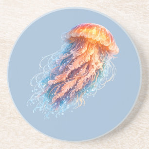 Dessous De Verre En Grès Illustration de fantaisie de méduse élégante de l'
