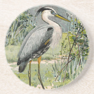 Dessous De Verre En Grès Illustration de héron de grand bleu