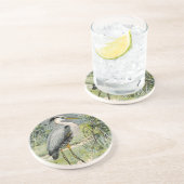 Dessous De Verre En Grès Illustration de héron de grand bleu (Côté)