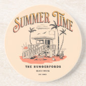Dessous De Verre En Grès Illustration de hutte de plage rétro (Devant)