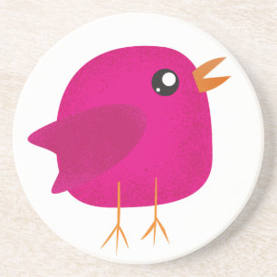 Dessous De Verre En Grès Illustration de joli oiseau rose