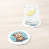 Dessous De Verre En Grès Illustration de la loutre de dessin (Côté)