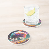 Dessous De Verre En Grès Illustration de la planète Alien (Côté)