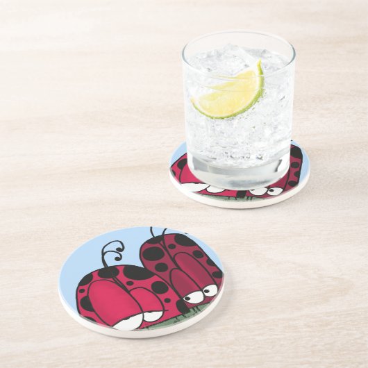 Dessous De Verre En Grès Illustration de Ladybug d'amour non demandé (Côté)