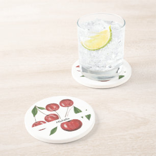 Dessous De Verre En Grès Illustration de l'aquarelle des cerises douces Mon